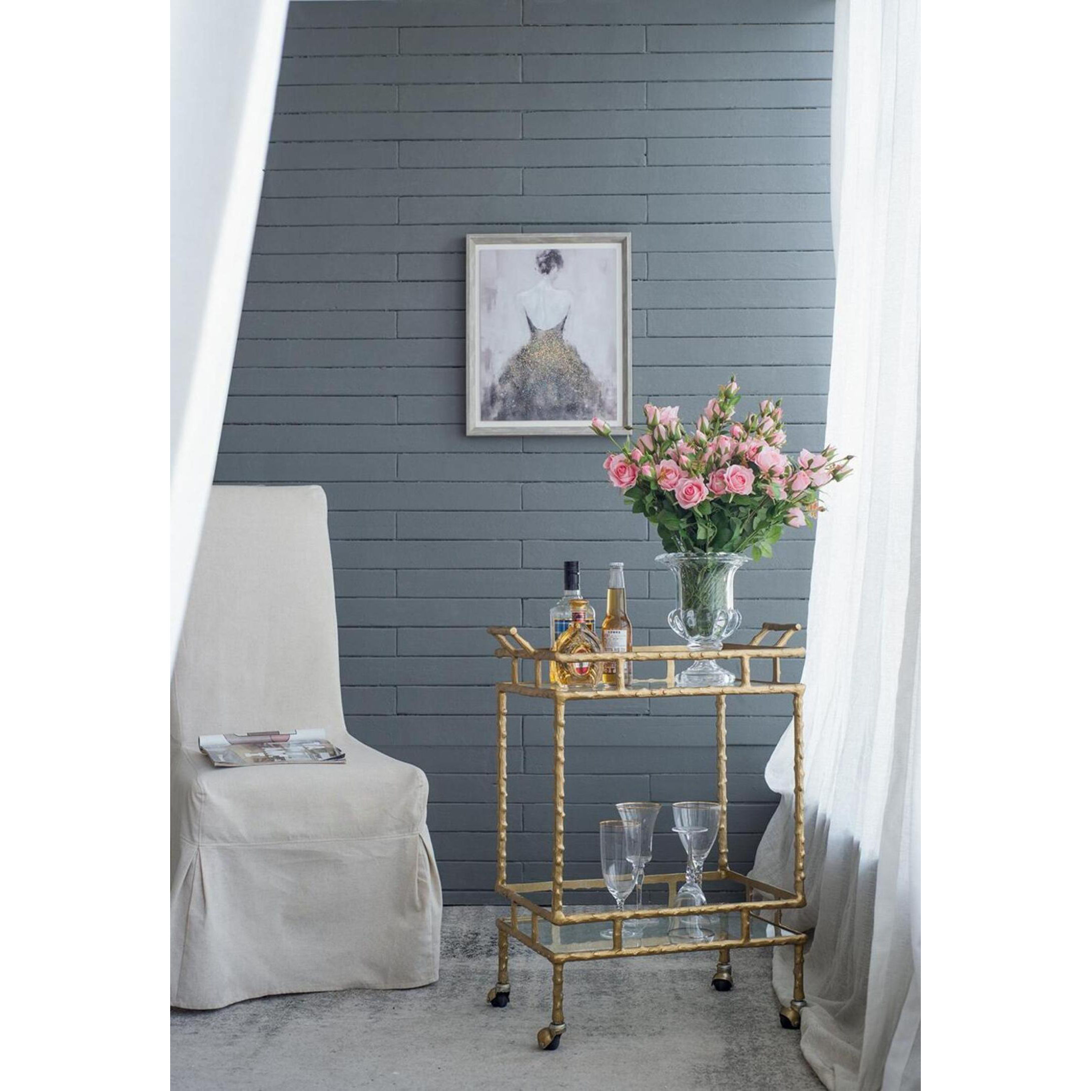 Twig Brass Antique Bar Cart