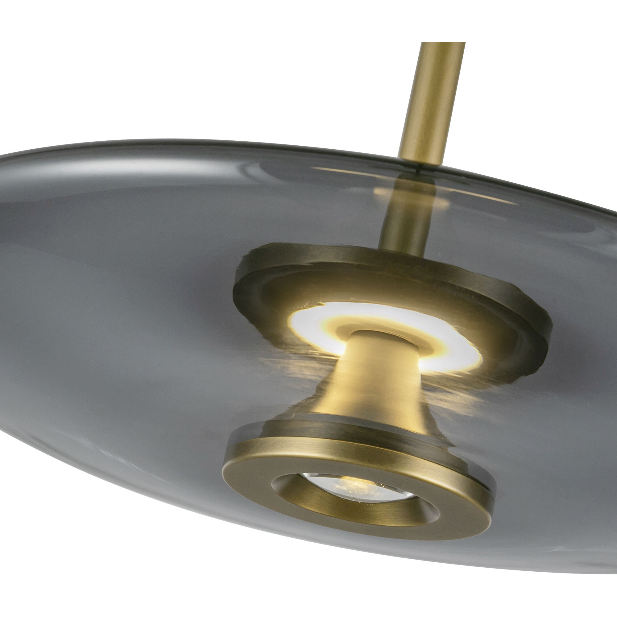 Kyoto Pendant Ceiling Light in Vintage Brass, Smoked Glass