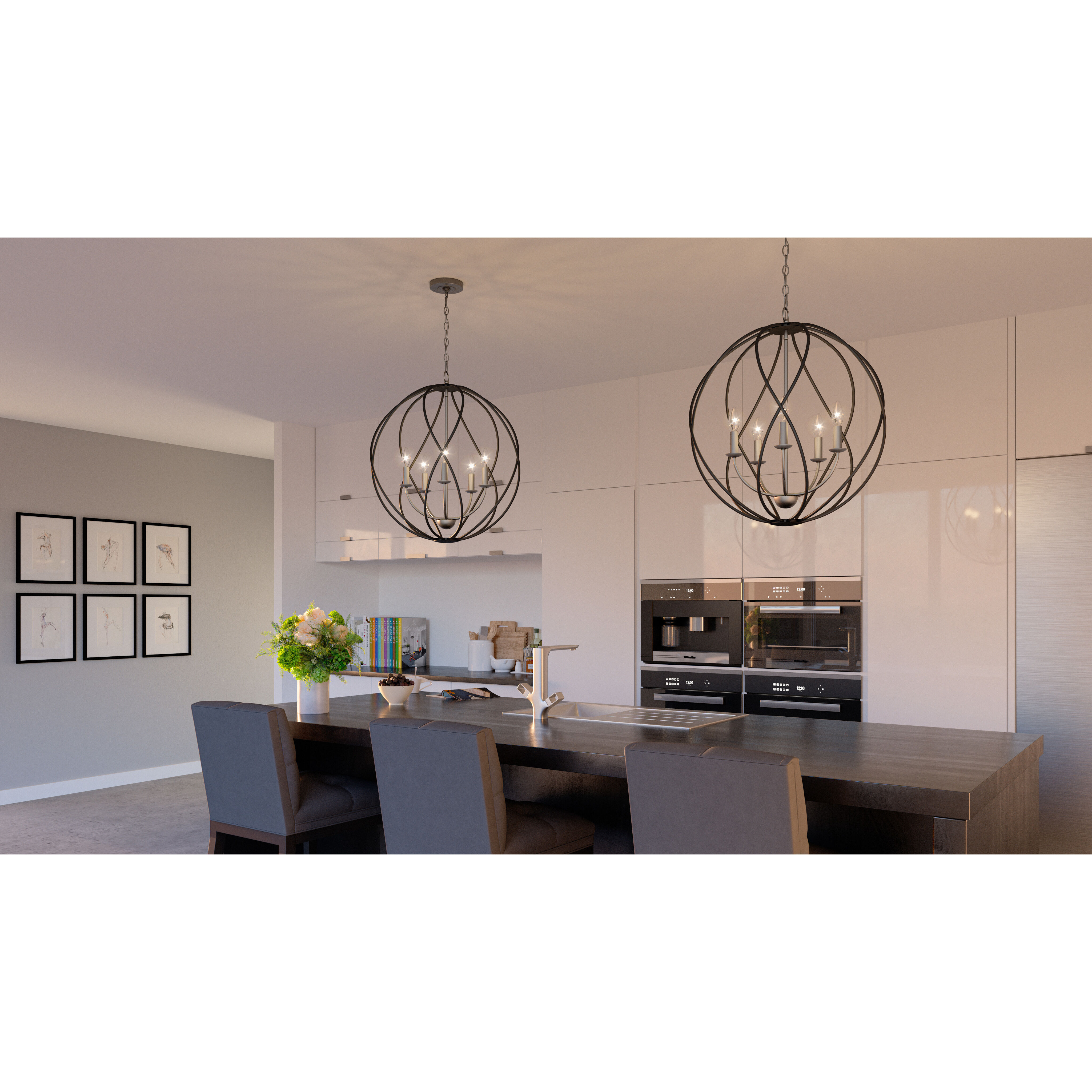 Bryn 5 Light 24 inch Antique Nickel Pendant Ceiling Light