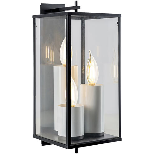 Back Bay 3 Light 24.5 inch Matte Black with Clear Outdoor Wall Sconce, Large