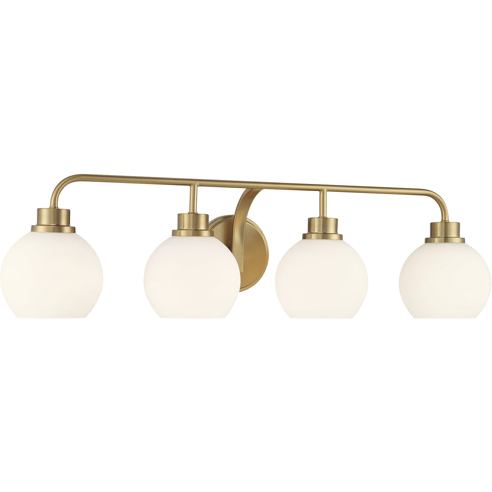 Contemporary 4 Light 32 inch Natural Brass Bathroom Vanity Light Wall Light