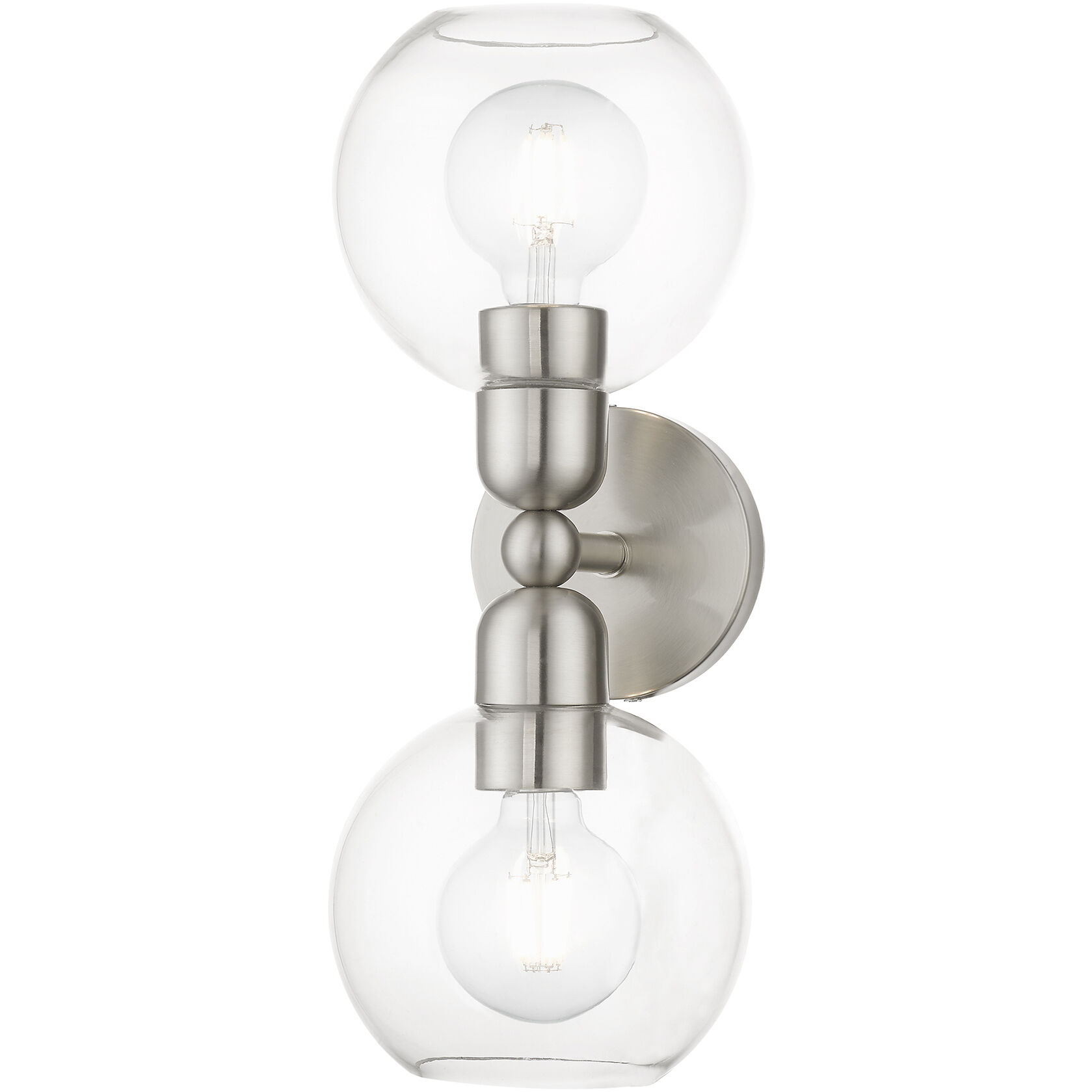 Downtown 2 Light 7 inch Brushed Nickel Vanity Sconce Wall Light, Sphere