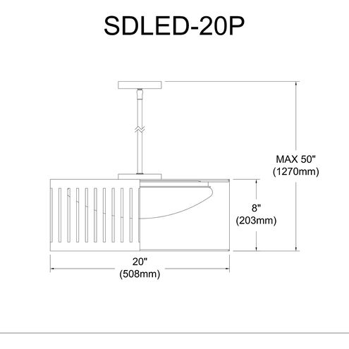 Slit Drum LED 20 inch Black Pendant Ceiling Light in Polished Chrome