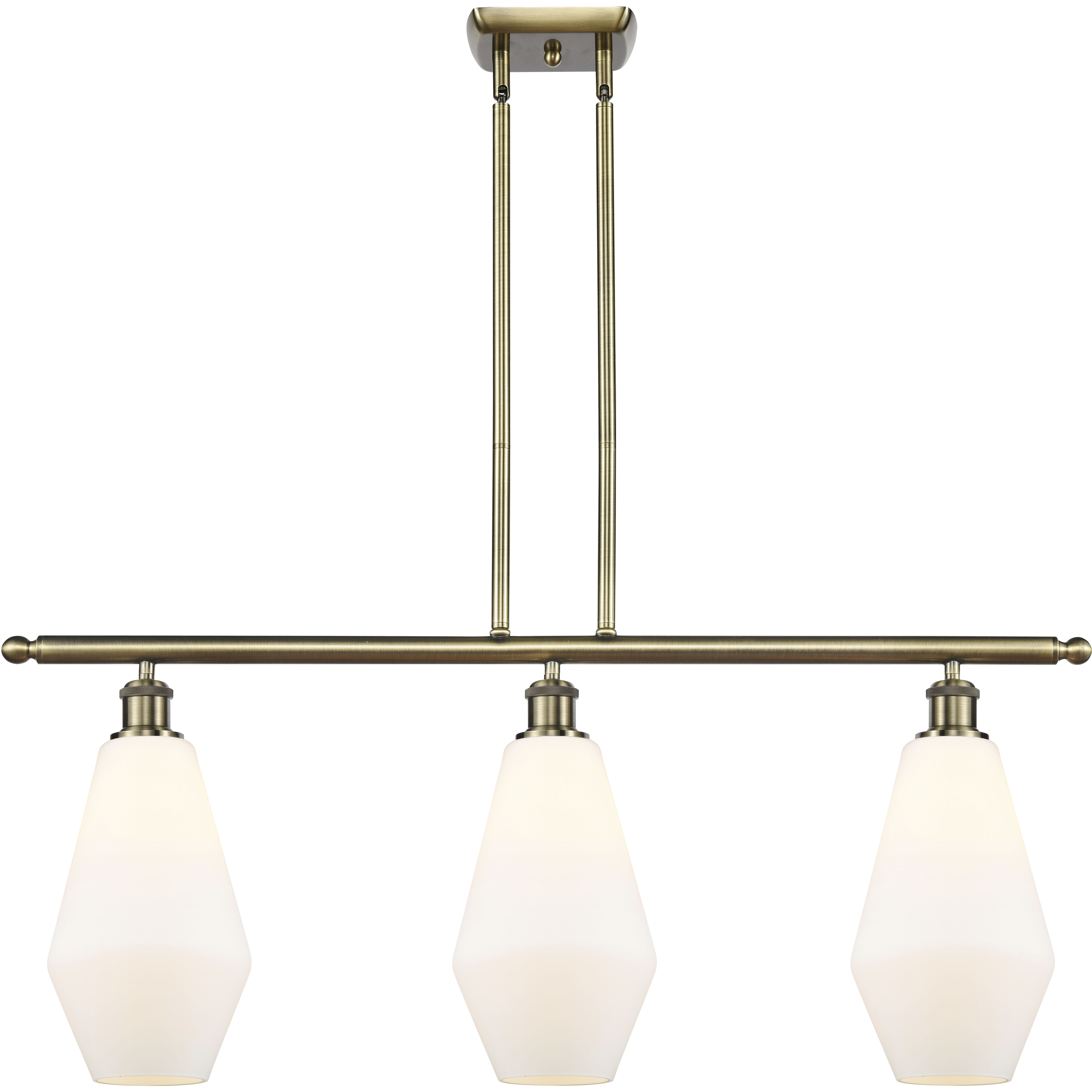 Ballston Cindyrella LED 36 inch Antique Brass Island Light Ceiling Light in Matte White Glass