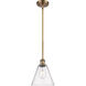 Ballston Cone LED 8 inch Brushed Brass Mini Pendant Ceiling Light in Seedy Glass