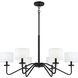 Transitional 6 Light 42 inch Matte Black Chandelier Ceiling Light