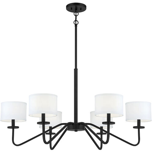 Transitional 6 Light 42 inch Matte Black Chandelier Ceiling Light