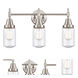 Caden 3 Light 23 inch Satin Nickel Bath Vanity Light Wall Light in Seedy Glass