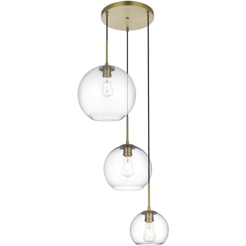 Baxter 3 Light 21 inch Satin Gold Pendant Ceiling Light