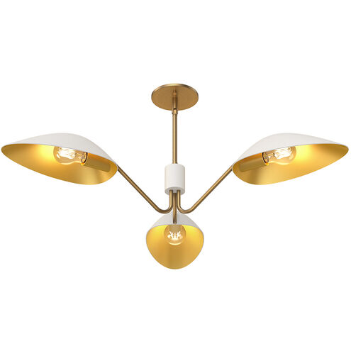 Alora Mood Oscar 3 Light 35.63 inch Aged Gold and White Pendant Ceiling Light