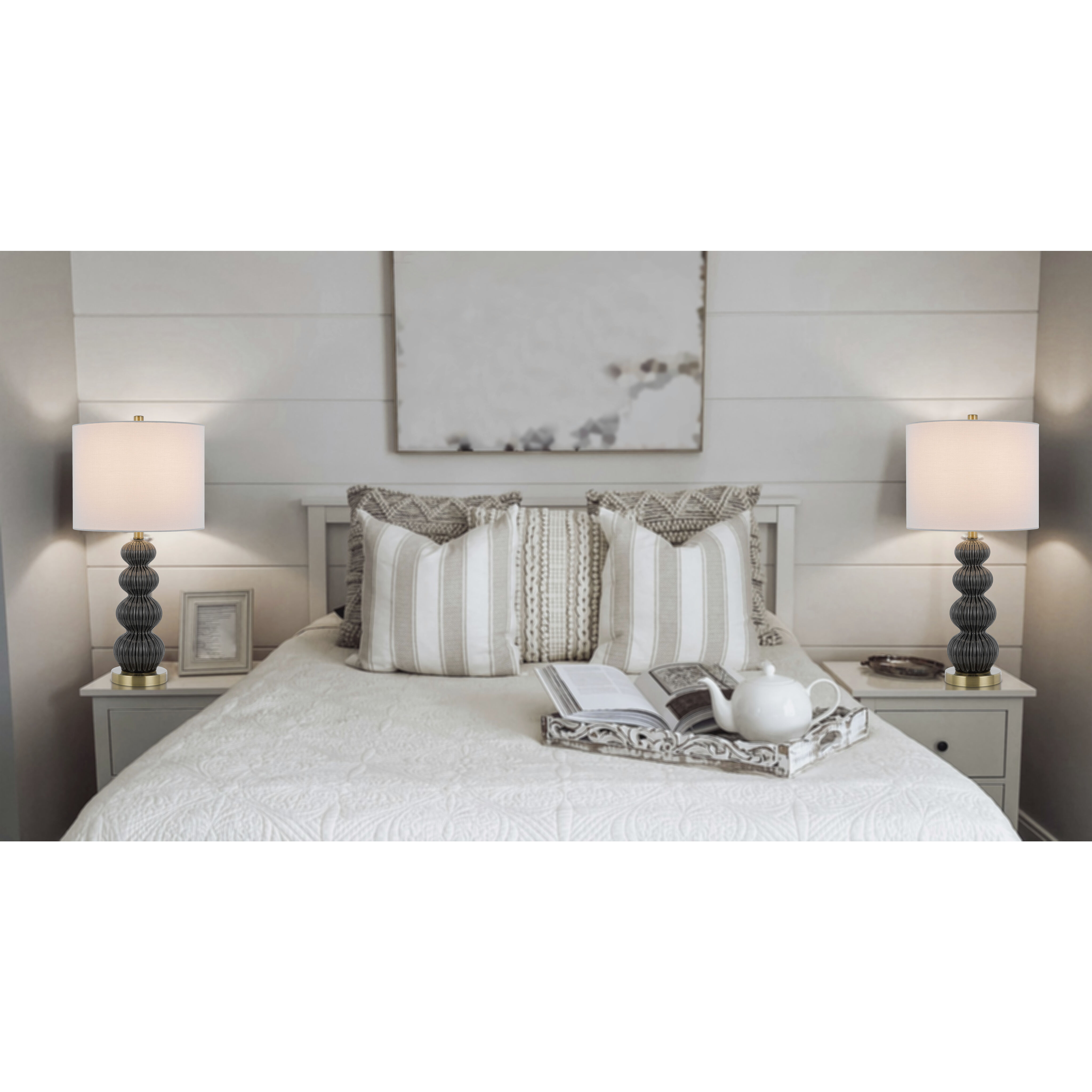 Carlisle 26 inch 100.00 watt Dark Grey Table Lamp Set Portable Light