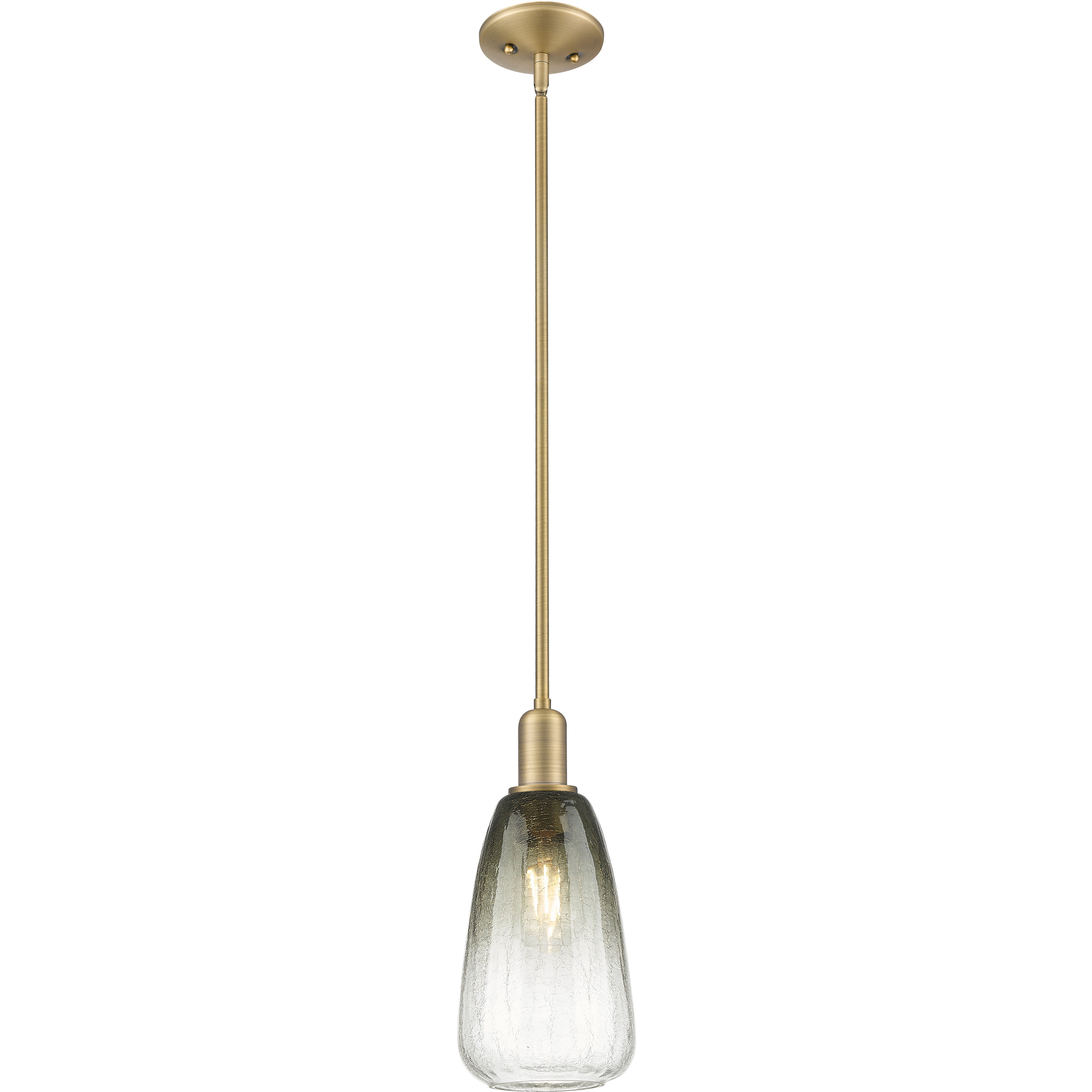 Downtown Urban Brookhaven Almond 1 Light 6 inch Brushed Brass Mini Pendant Ceiling Light in Slate Glass