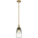 Downtown Urban Brookhaven Almond 1 Light 6 inch Brushed Brass Mini Pendant Ceiling Light in Slate Glass