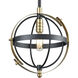 Caldwell 1 Light 10 inch Matte Black with Satin Brass Mini Pendant Ceiling Light