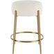 Arles 26 inch White Faux Shearling with Brushed Brass Counter Stool