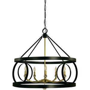 Amelia 5 Light 33 inch Matte Black with Satin Pewter Dining Chandelier Ceiling Light