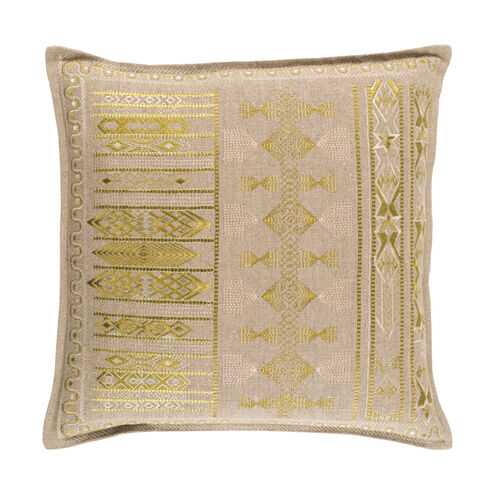 Jizera 22 X 22 inch Tan and Lime Throw Pillow