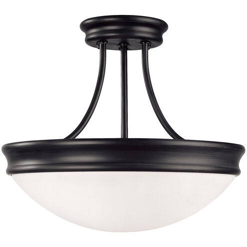 Hansen 3 Light 14 inch Matte Black Semi-Flush Mount Ceiling Light