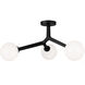 Rami 3 Light 22.25 inch Black Flush Mount Ceiling Light in Black and Opal Glass
