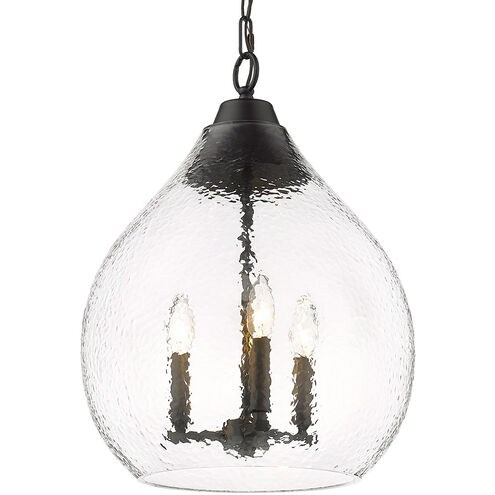 Ariella 3 Light 15 inch Matte Black Pendant Ceiling Light in Clear Hammered