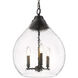 Ariella 3 Light 15 inch Matte Black Pendant Ceiling Light in Clear Hammered