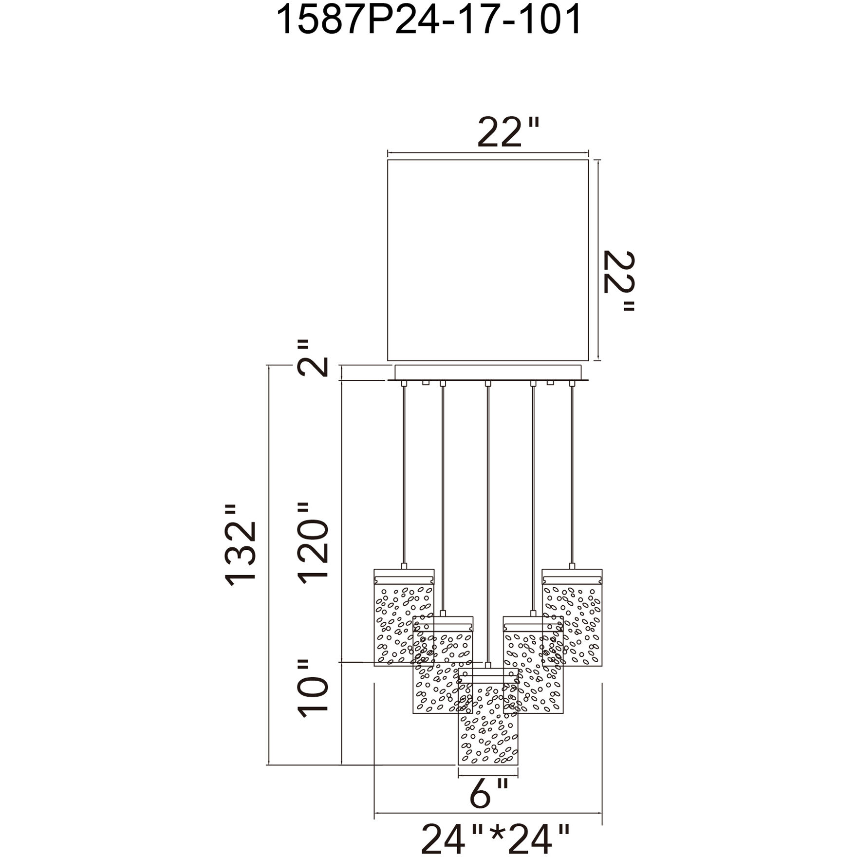 Lava LED 24 inch Black Chandelier Ceiling Light