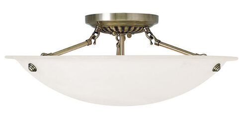 Oasis 3 Light 20 inch Antique Brass Semi-Flush Mount Ceiling Light