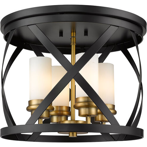 Malcalester 4 Light 16 inch Matte Black/Olde Brass Flush Mount Ceiling Light