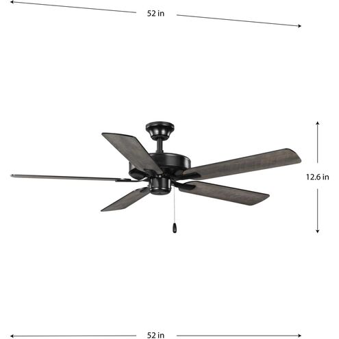 AirPro Builder 52 inch Matte Black with Black/Rustic Charcoal Blades Ceiling Fan