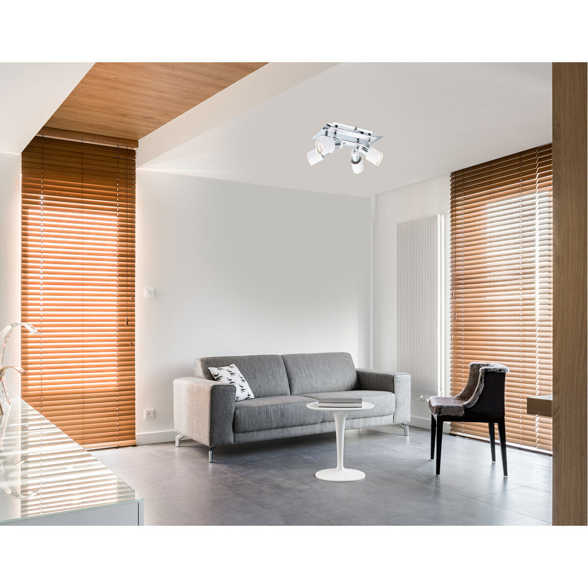 Davida 4 Light 9.45 inch Chrome and White Semi-Flush Mount Ceiling Light