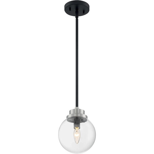 Axis 1 Light 8 inch Matte Black and Brushed Nickel Accents Pendant Ceiling Light