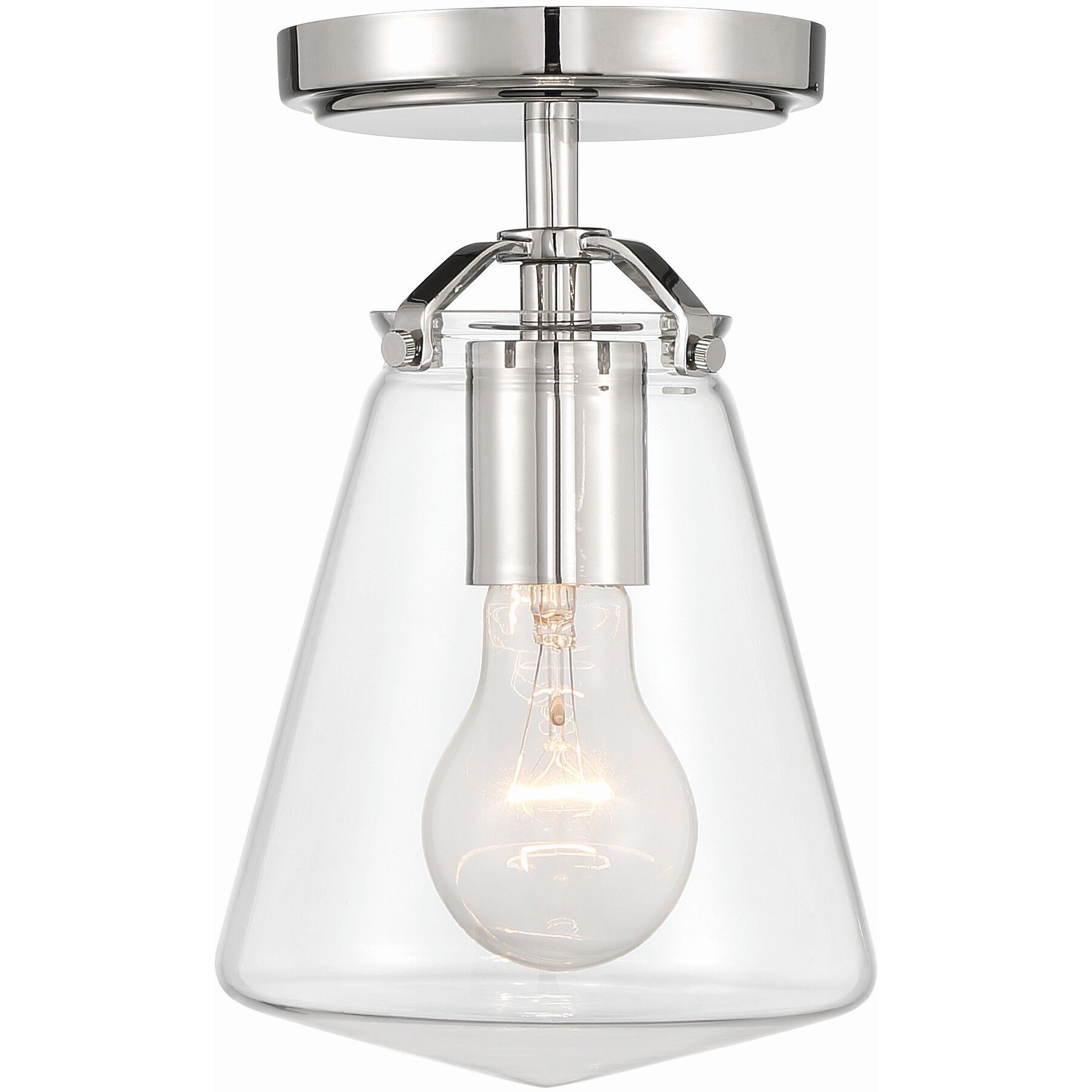 Voss 1 Light 5.75 inch Polished Nickel Semi Flush Ceiling Light