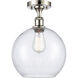 Ballston Large Athens 1 Light 10 inch Polished Nickel Semi-Flush Mount Ceiling Light in Seedy Glass, Ballston