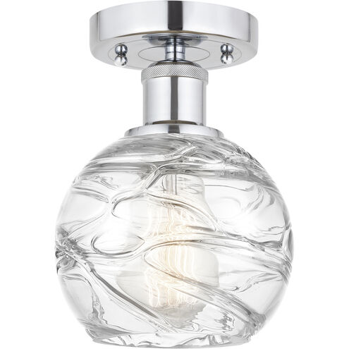 Edison Athens Deco Swirl 1 Light 6 inch Brushed Satin Nickel Semi-Flush Mount Ceiling Light