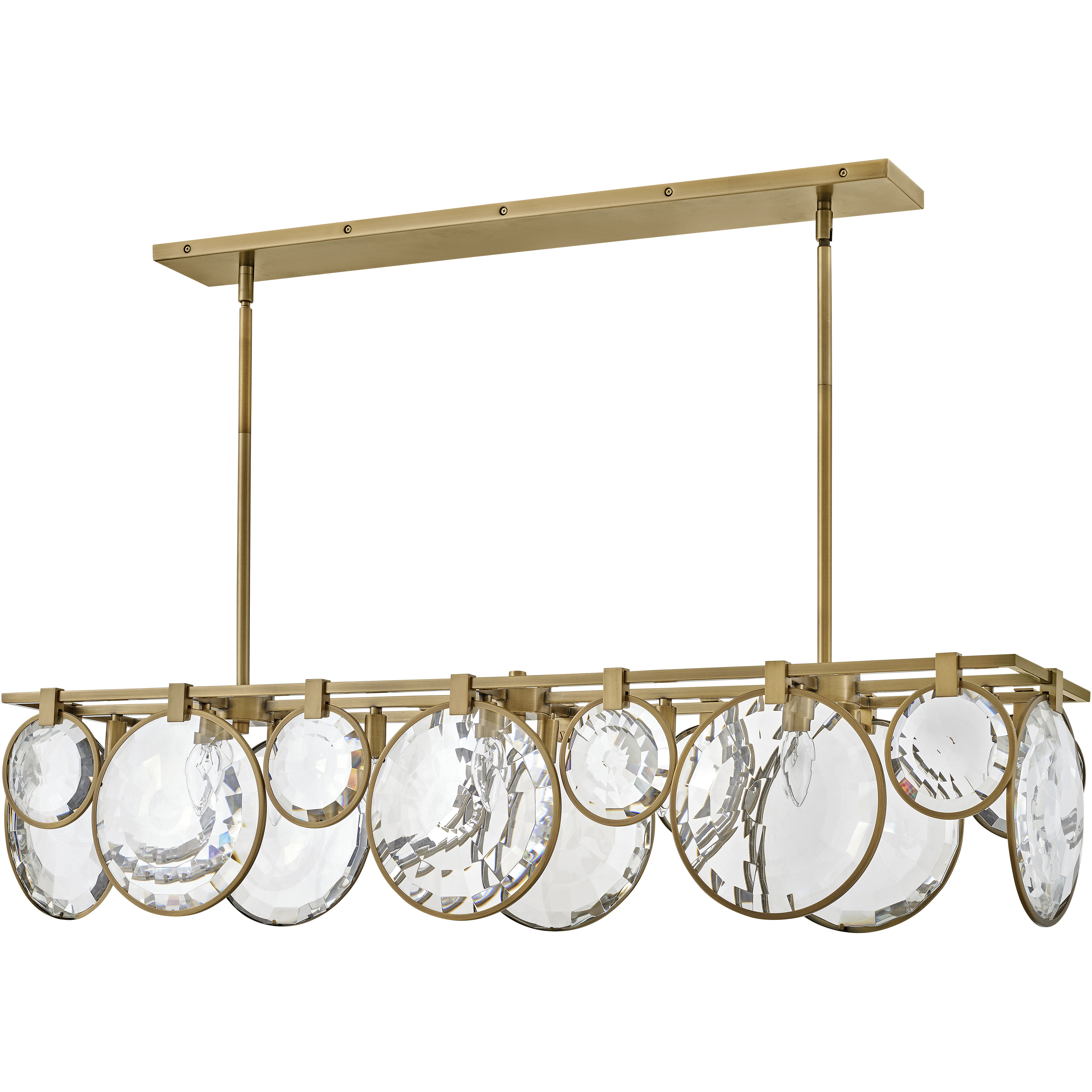 Nala LED 49.75 inch Heritage Brass Chandelier Ceiling Light, Linear & Oval