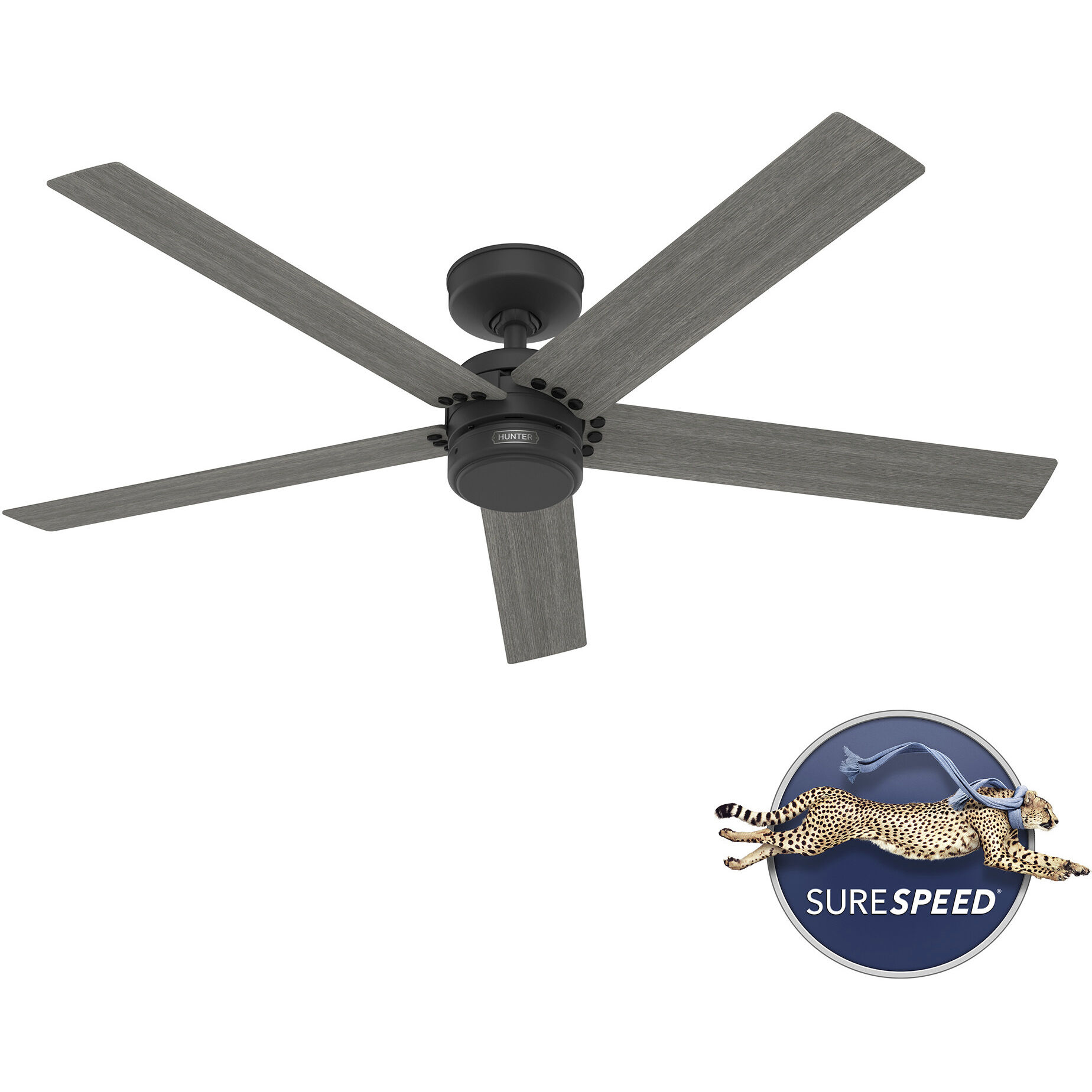 Burton 52 inch Matte Black with Dark Gray Oak Blades Outdoor Ceiling Fan