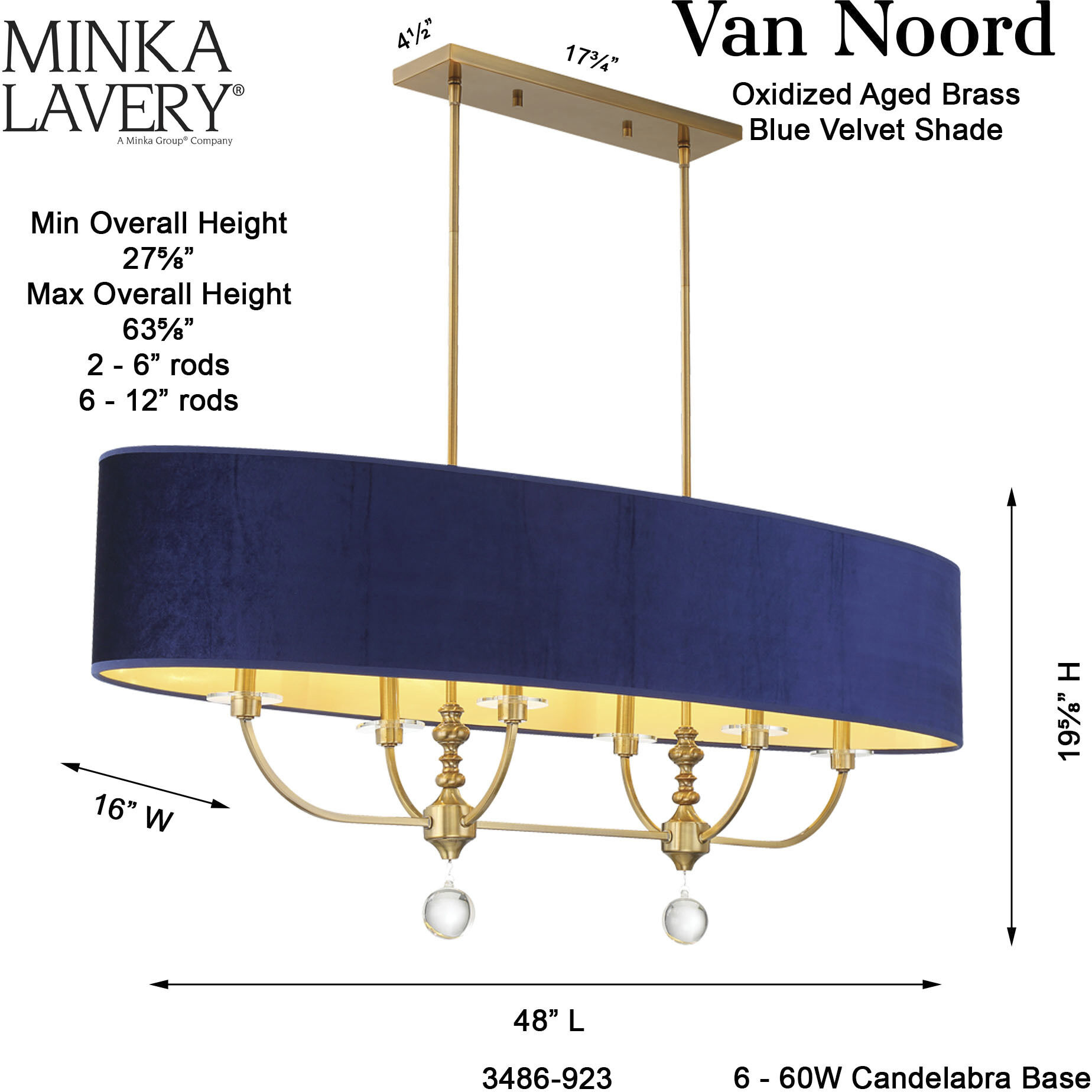 Van Noord 6 Light 48 inch Oxidized Aged Brass Island Chandelier Ceiling Light
