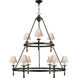 Chapman & Myers Classic2 9 Light 45 inch Bronze Two-Tier Ring Chandelier Ceiling Light in Natural Paper