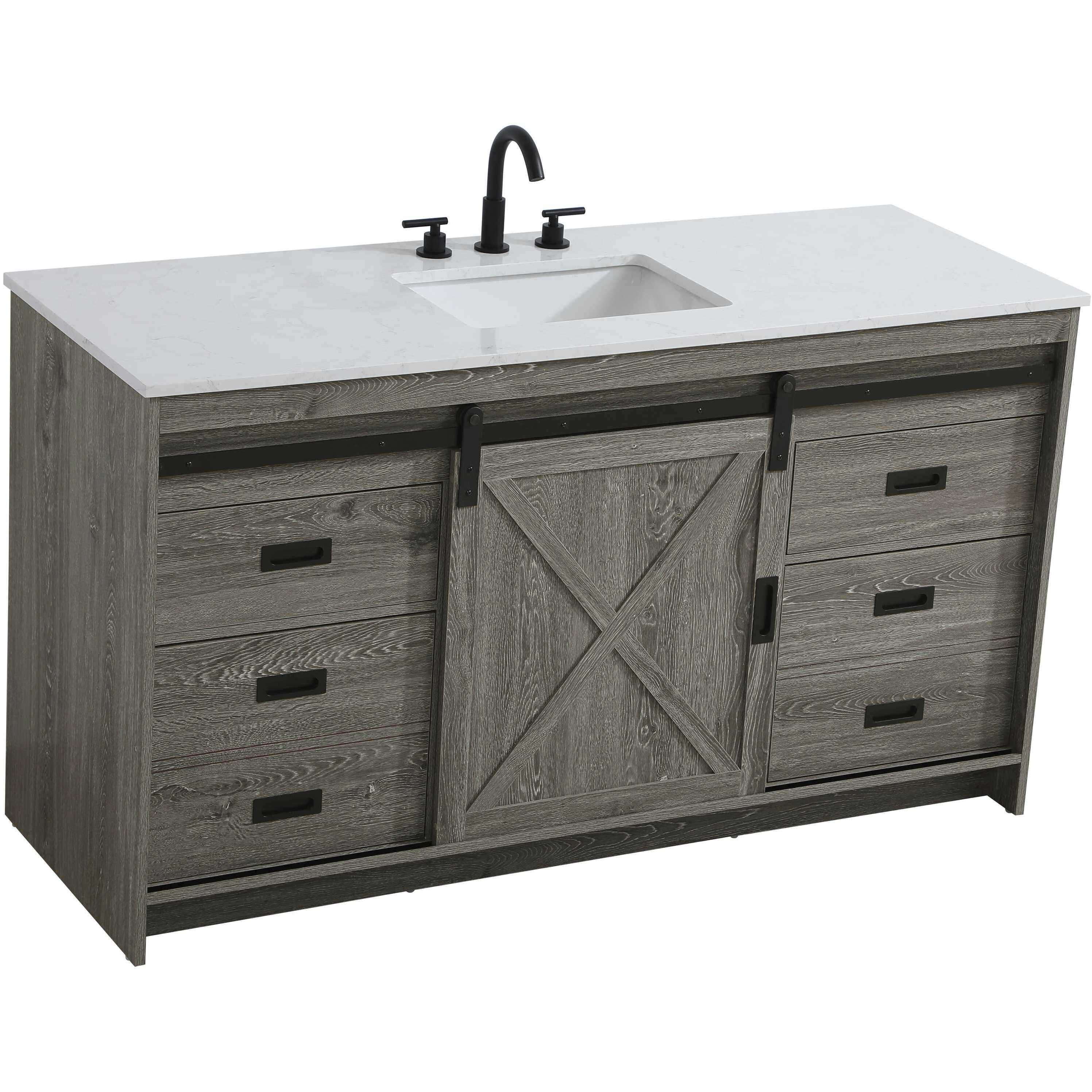 Austin 60 X 34 inch Rustic Grey Bathroom Vanity Cabinet