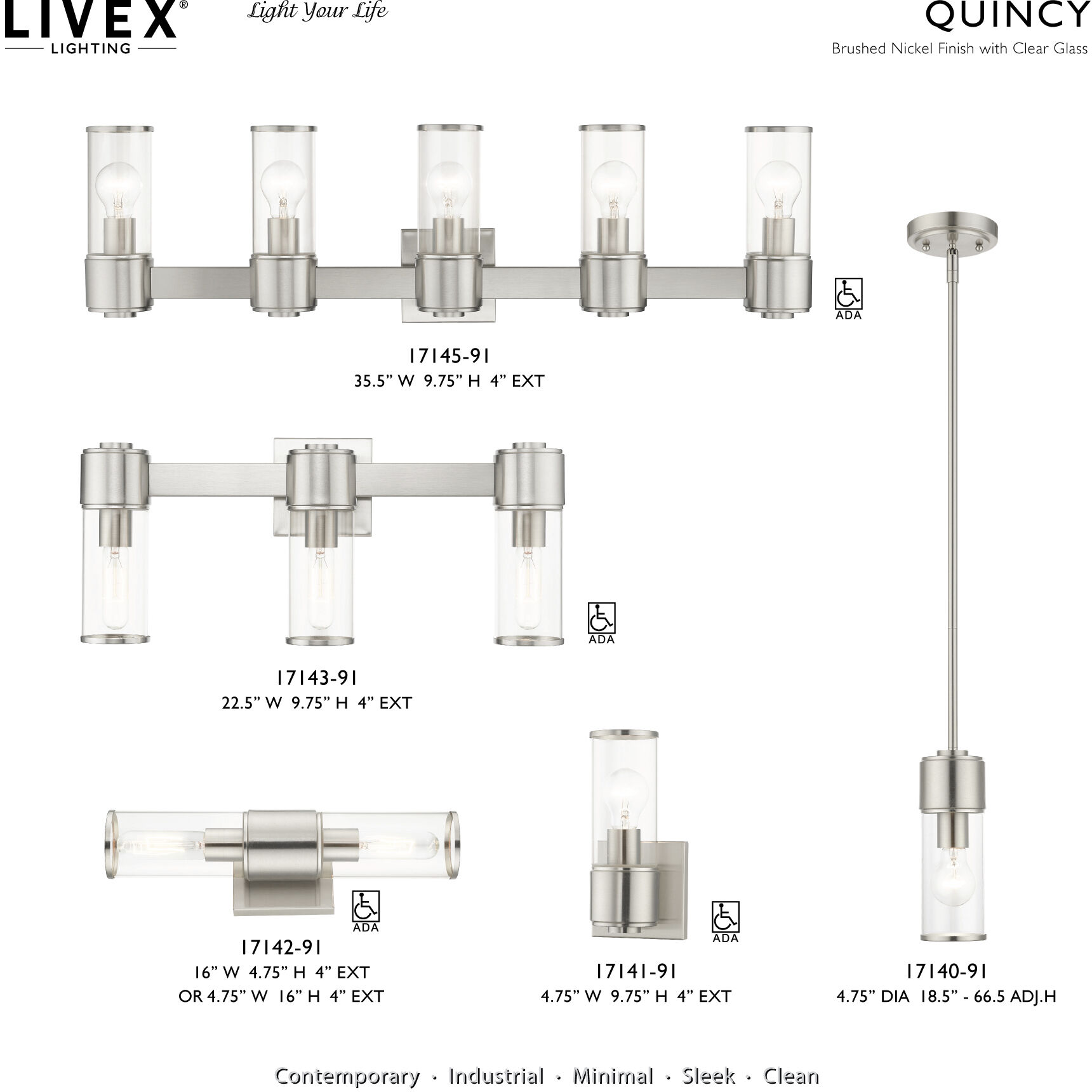 Quincy 1 Light 4.75 inch Brushed Nickel Mini Pendant Ceiling Light