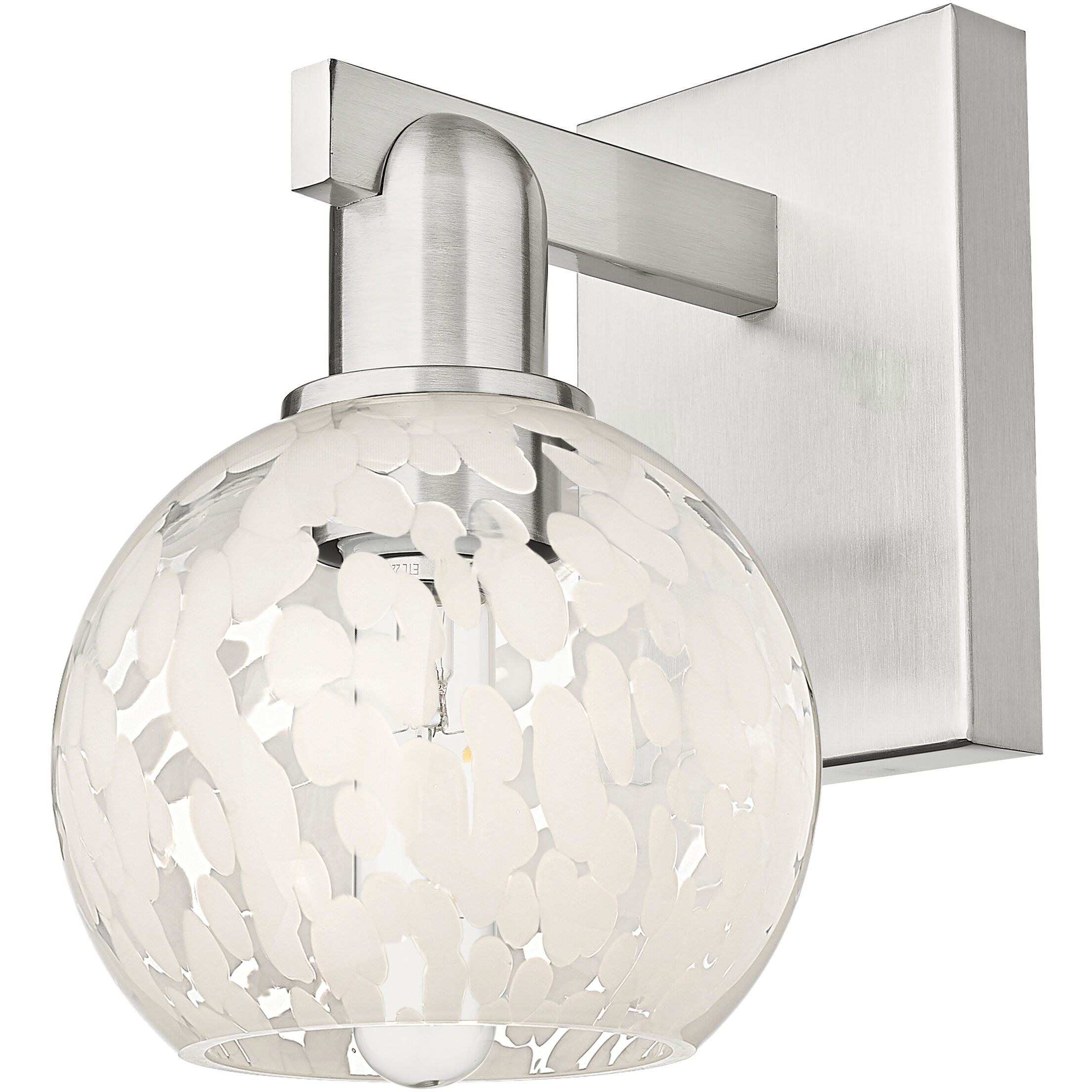 Arcadia White Mouchette Armed Sconce Wall Light in Brushed Satin Nickel