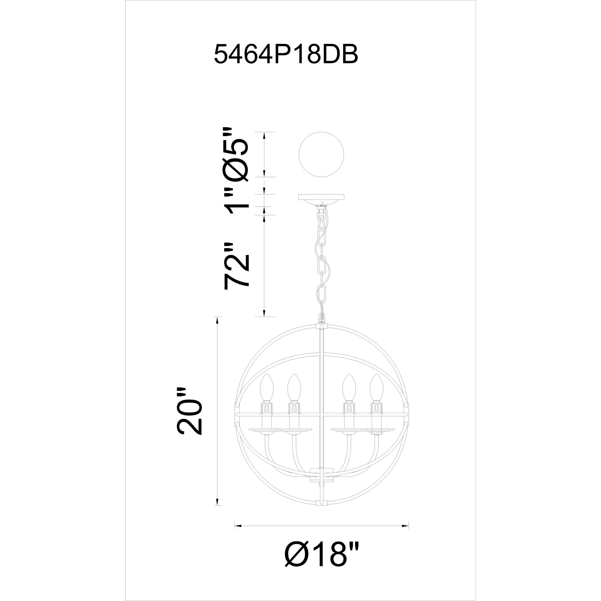 Arza 6 Light 18 inch Brown Up Chandelier Ceiling Light