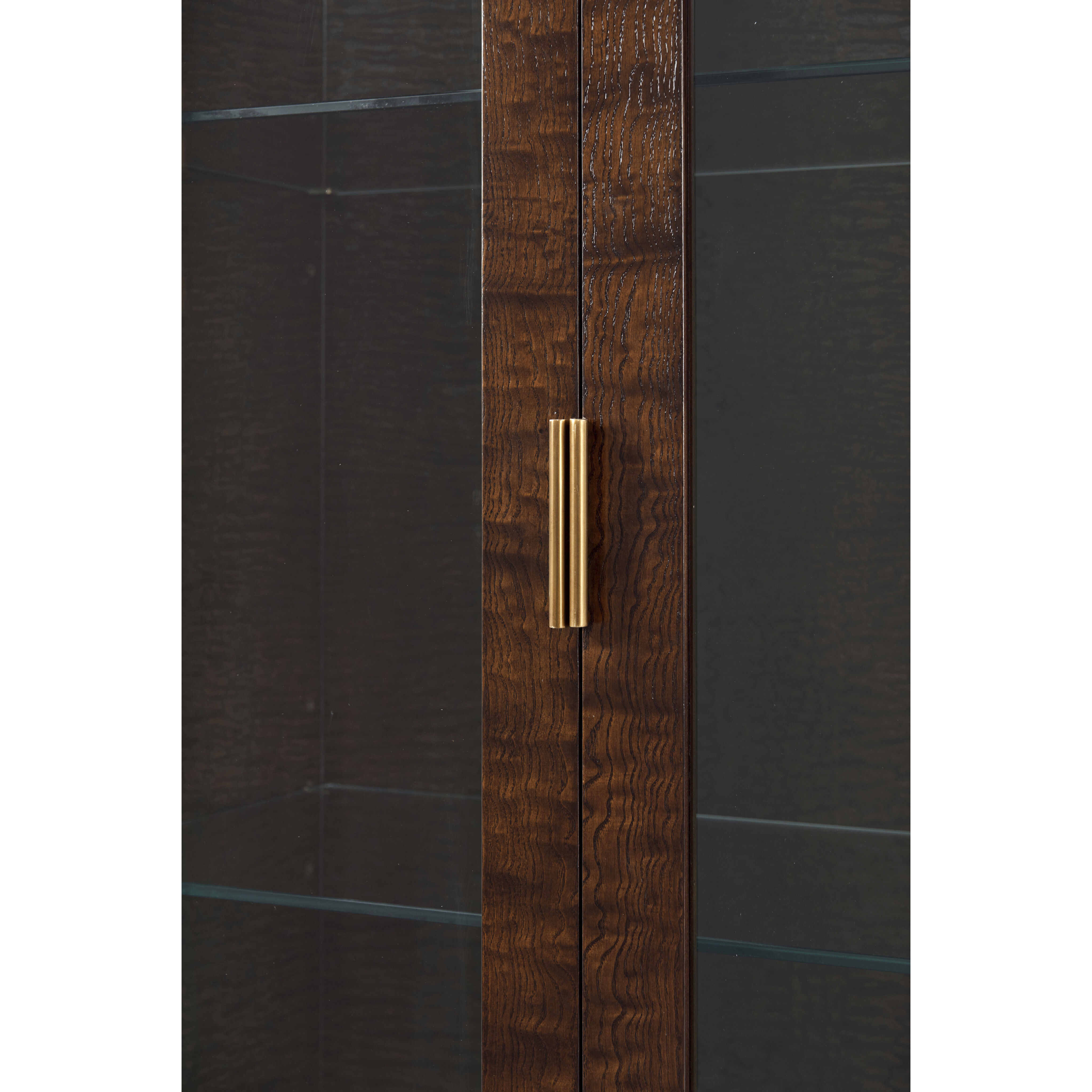 Kesden Pyramid Brown Curio Cabinet, Wooden with Glass