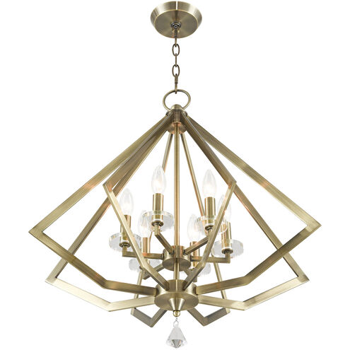 Diamond 6 Light 25 inch Antique Brass Chandelier Ceiling Light