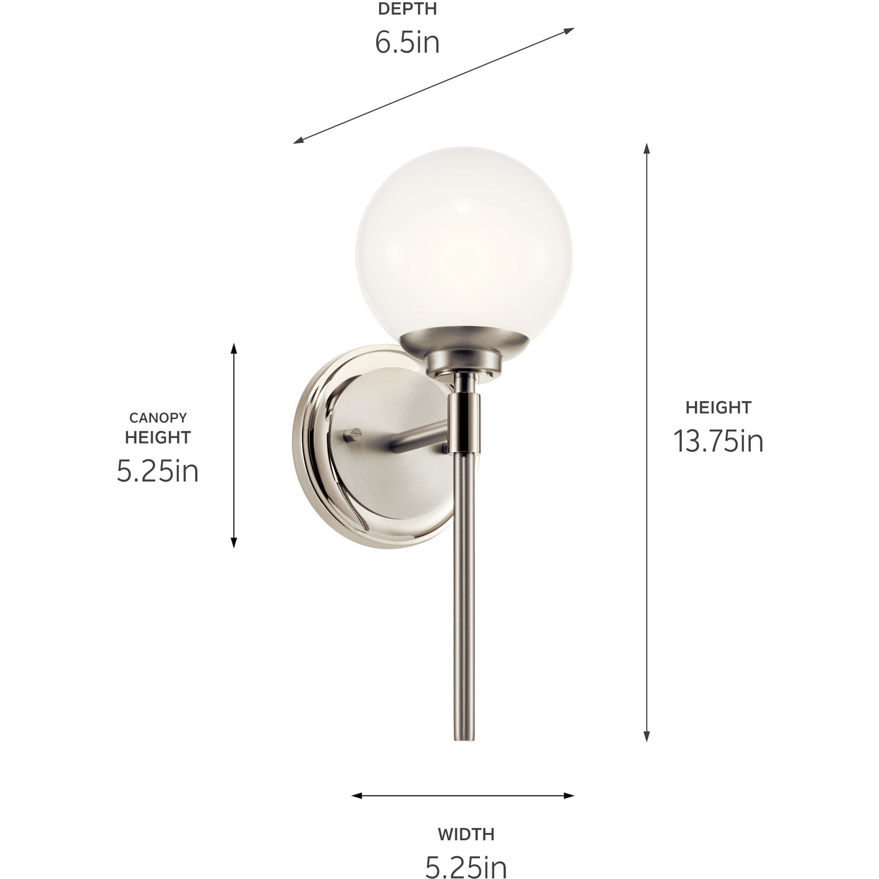 Benno 1 Light 5.25 inch Polished Nickel Wall Sconce Wall Light