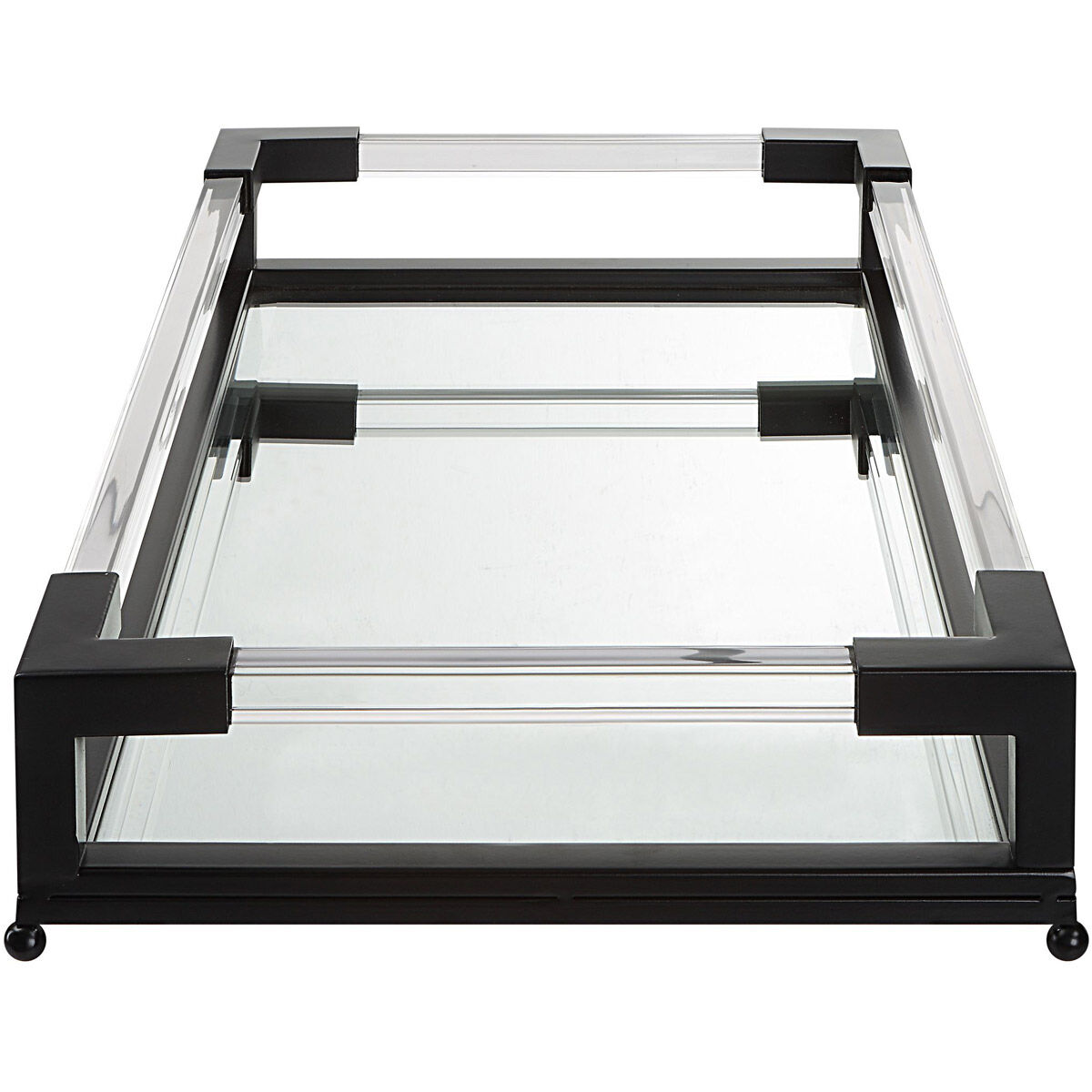 Balkan Matte Black and Clear Acrylic with Beveled Mirror Tray