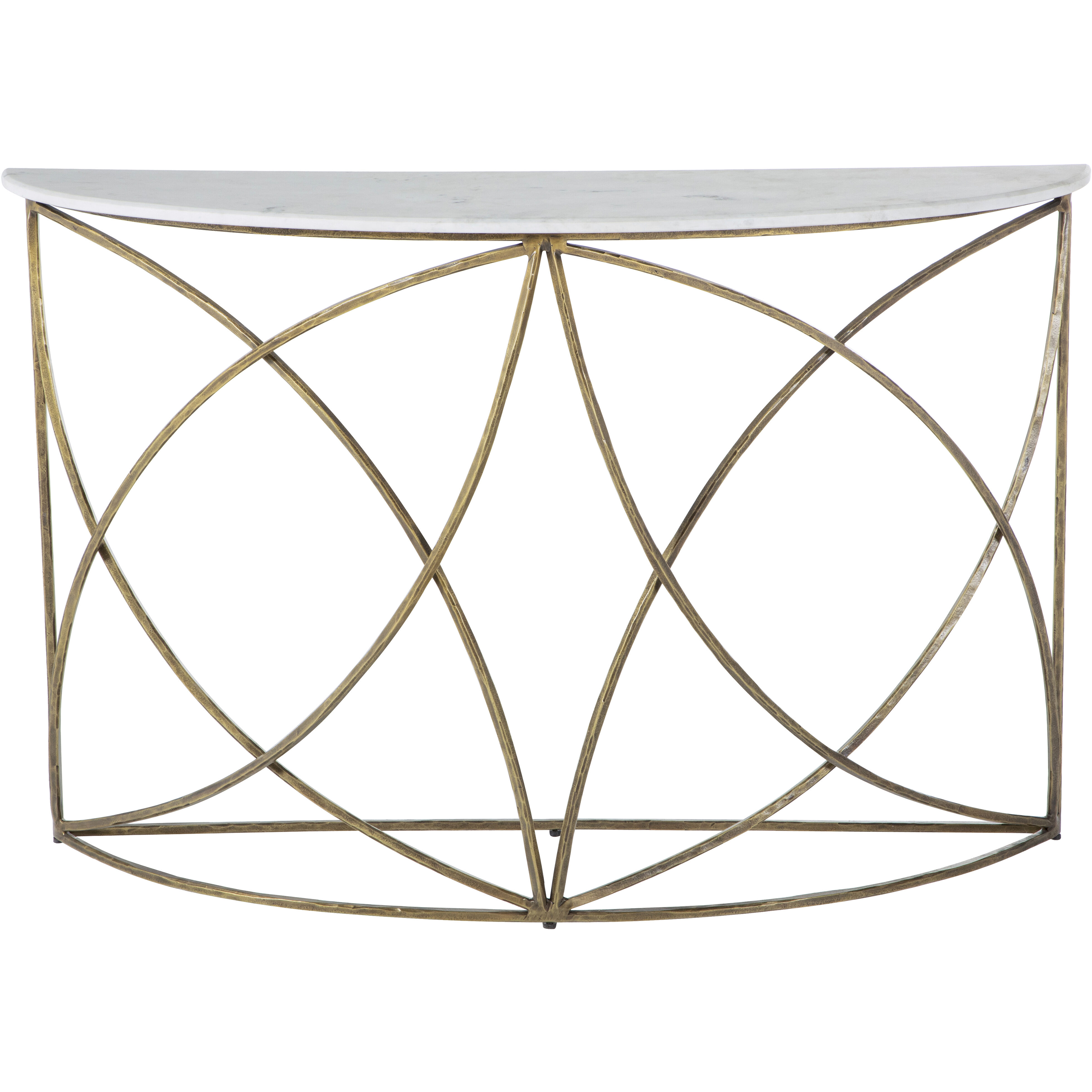 Wayland 48 X 14.25 inch Antique Aged Brass and White Banswara Marble Console Table