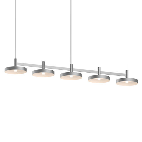 Systema Staccato LED 57 inch Satin Aluminum Linear Pendant Ceiling Light, Pan Shades
