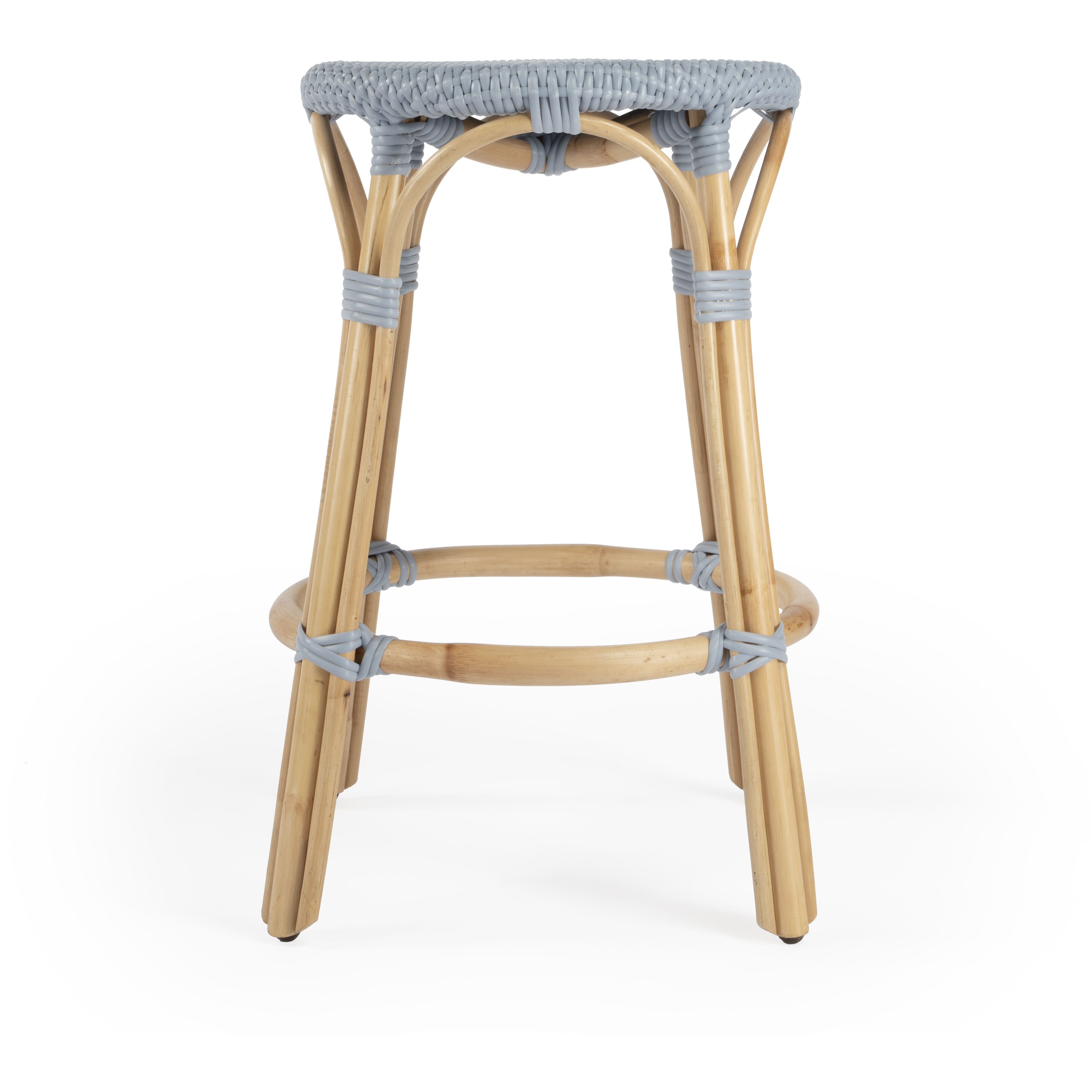 Tobias Rattan Round 24" Counter Stool in Baby Blue