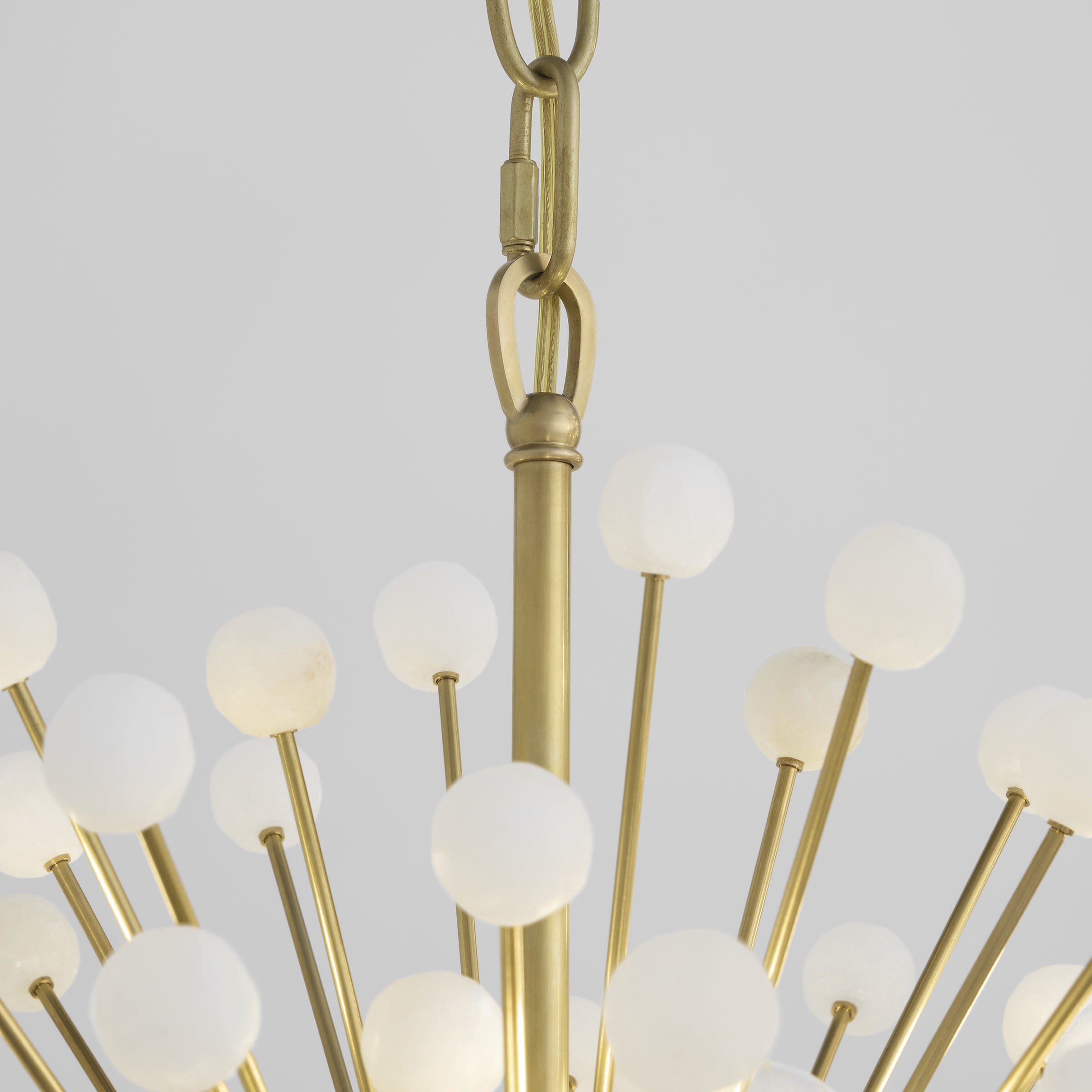 Suzanne Kasler Lys LED 21.25 inch Hand-Rubbed Antique Brass and Alabaster Chandelier Ceiling Light